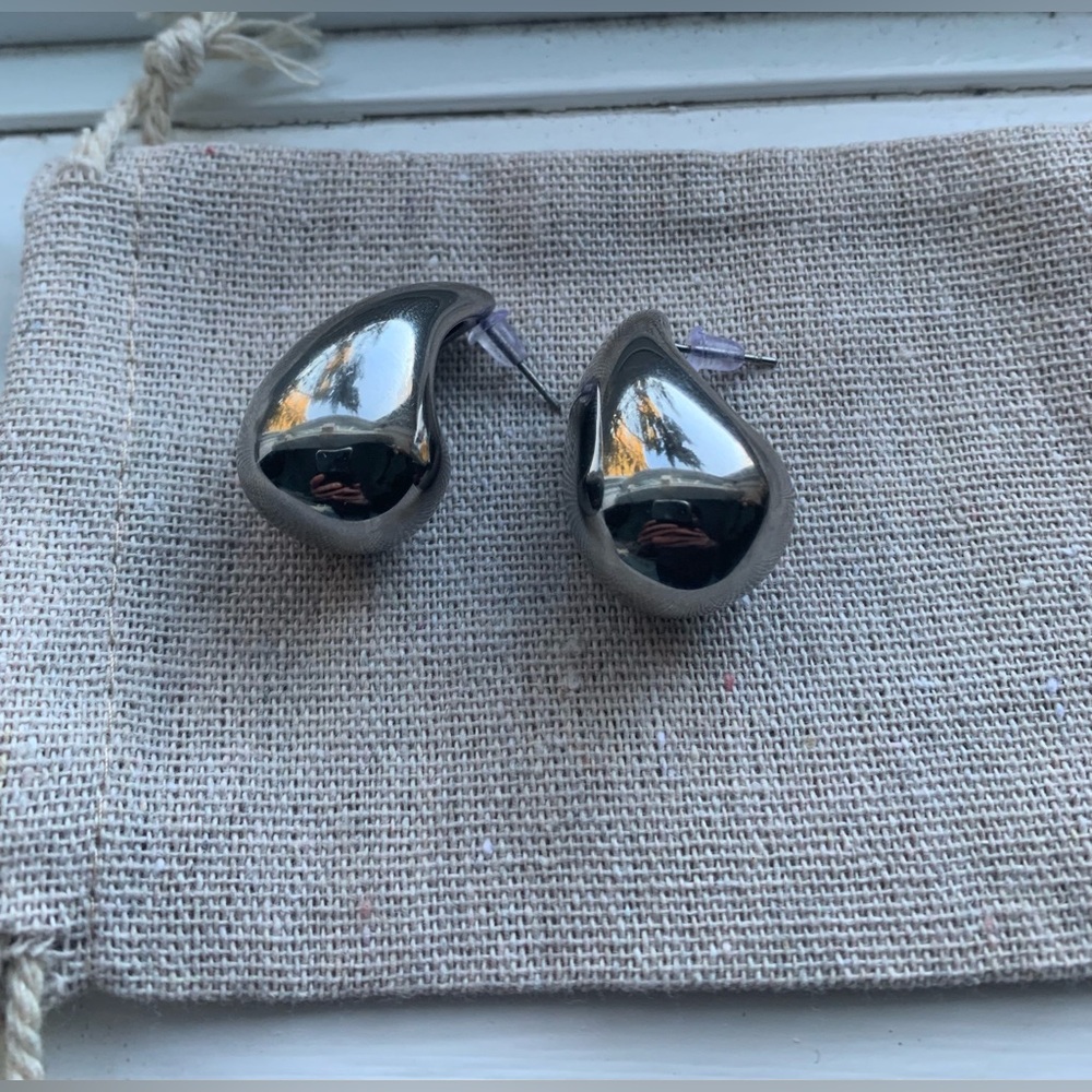 Silver Bird Nouveaux Puff Earrings - Picture 3 of 3
